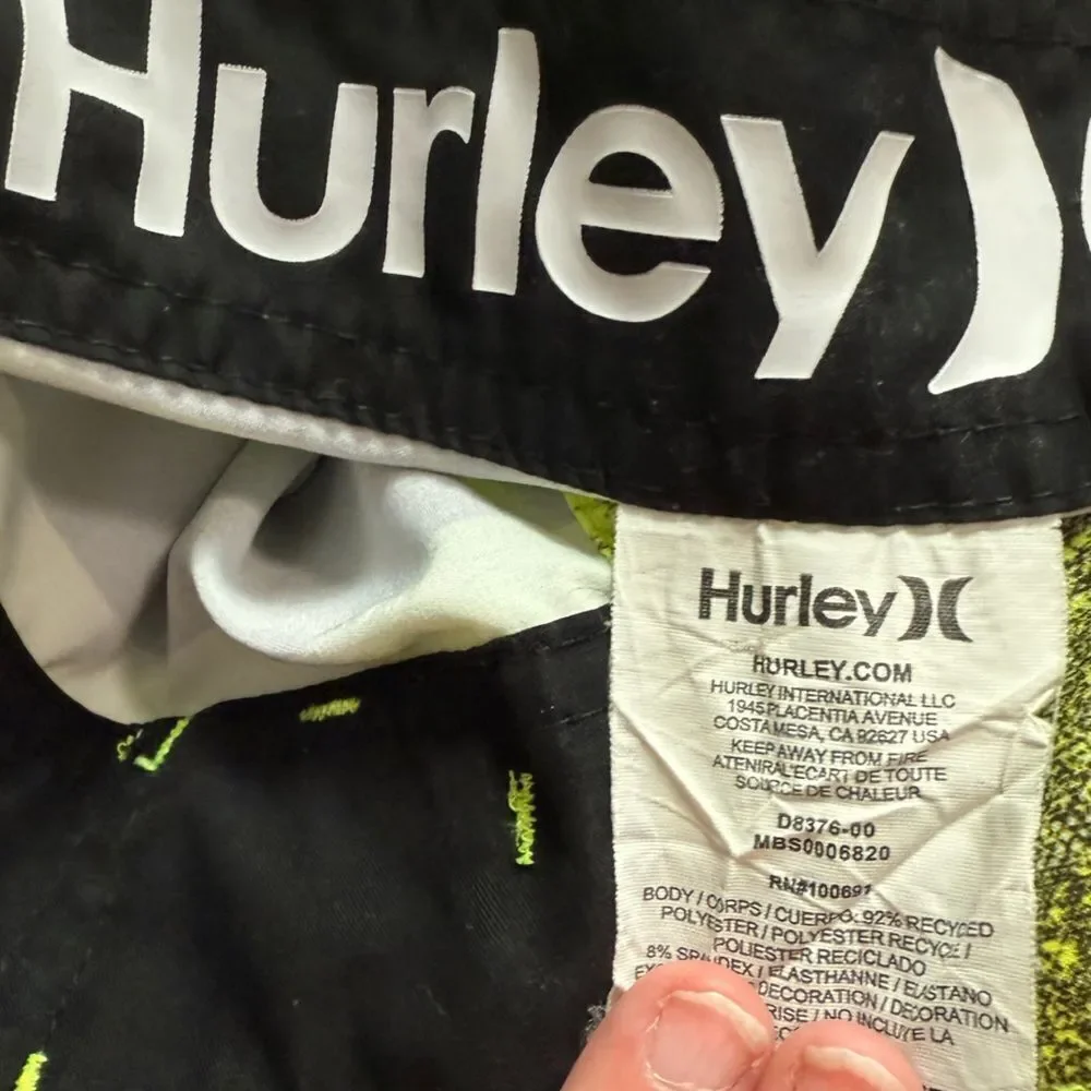 Hurley  Neon Green & Gray Board Shorts
